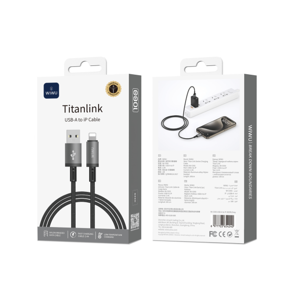 Кабель WIWU Titanlink USB-A to Lightning (Grey)